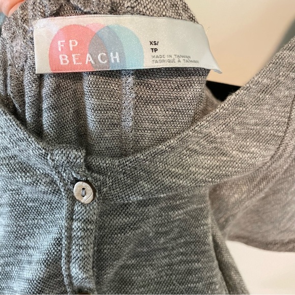 Free People FP Beach Amelia Tiered Ruffle Maxi Dress Gray Button Front - Picture 7 of 7